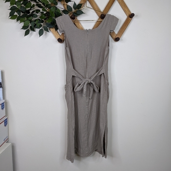 Prologue Linen Peasant Cottagecore Midi Dress - Picture 3 of 10